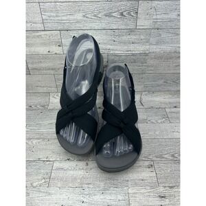 Clarks Cloudsteppers Arla Glison Black Knotted Platform Sandals Women Sz 6.5M